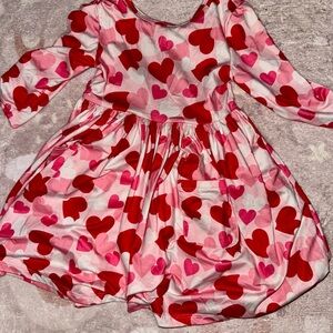 Mila & Rose Heart Print 3/4 Sleeve Dress - Pink & Red